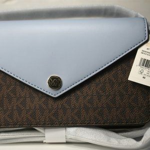 MICHAEL KORS Jet Set Travel Sm Flp Cltch Xbody Pale Blue 35S3GTVC5B